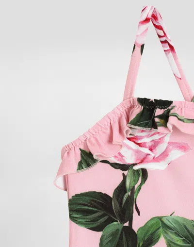 Dolce & Gabbana Rose-print Swimsuit In Pink