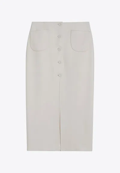 Shop Margaux Lonnberg Jagger Wool-blend Midi Skirt In White