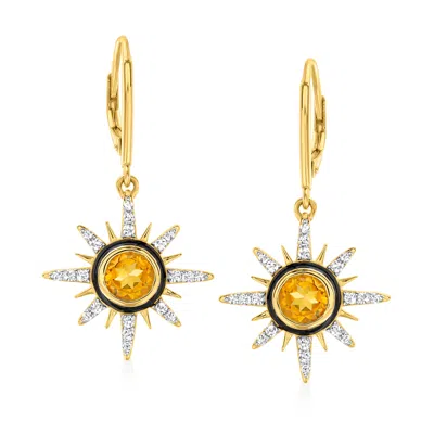 Ross-simons Citrine And . White Topaz Sun Drop Earrings In 18kt Gold Over Sterling In Yellow