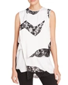 DKNY Layered Lace Panel Silk Blouse