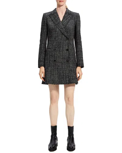 Theory Double-breasted Wool-blend Blazer In Black