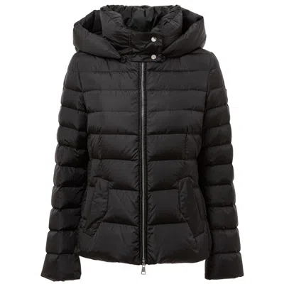 Add Down Jacket With Removable Hood  In Black
