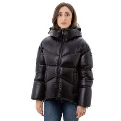 Add Down Jacket With Hood And Logo  In Black