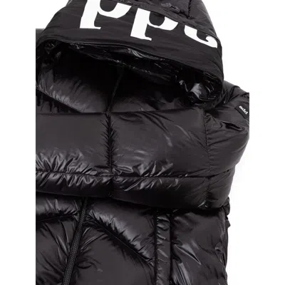 Add Down Jacket With Hood And Logo  In Black