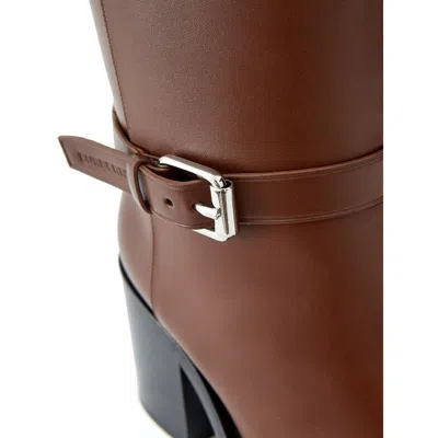 Burberry Elegant Leather Brown Boots In Brown