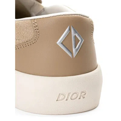 Dior Leather Slip-on Sneakers Men In Beige