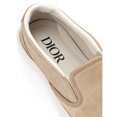 Dior Leather Slip-on Sneakers Men In Beige