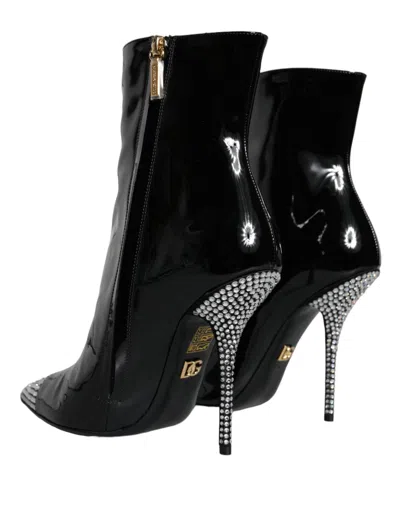 Dolce & Gabbana Crystal-embellished Ankle Boots In Black