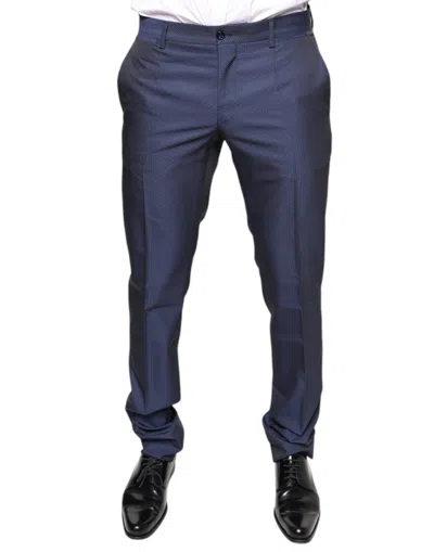 Pre-owned Dolce & Gabbana Blue Polyester Formal Tuxedo Men's Pants ()