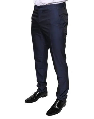 Pre-owned Dolce & Gabbana Blue Polyester Formal Tuxedo Men's Pants ()