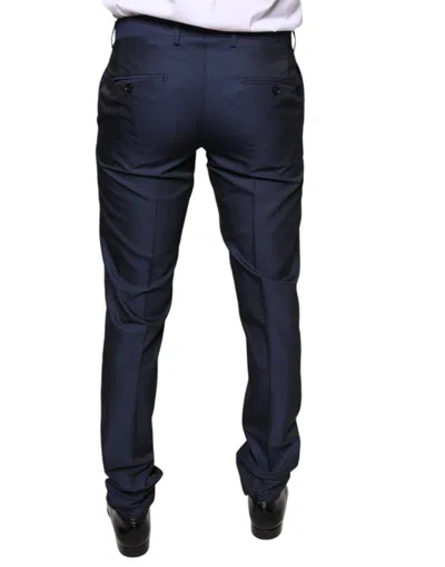 Pre-owned Dolce & Gabbana Blue Polyester Formal Tuxedo Men's Pants ()