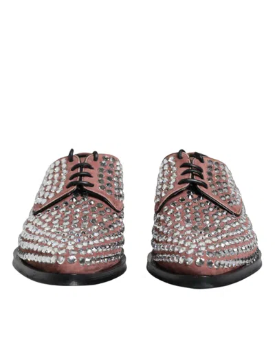 Pre-owned Dolce & Gabbana Brown Strass Embellished Derby Dress Women's Shoes ()