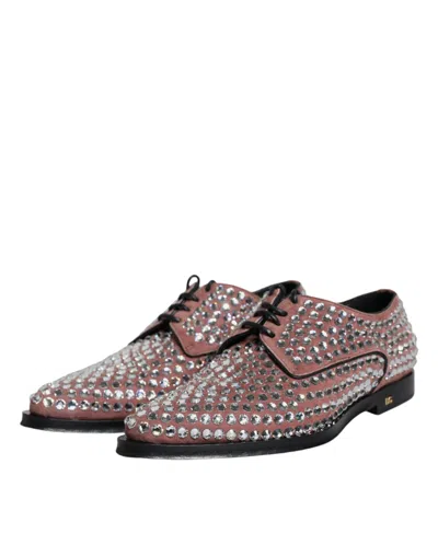 Pre-owned Dolce & Gabbana Brown Strass Embellished Derby Dress Women's Shoes ()