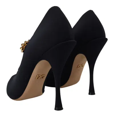 Dolce & Gabbana Black Socks Stretch Crystal Pumps Shoes In Black
