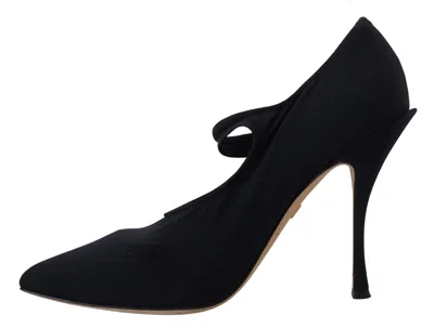 Dolce & Gabbana Black Socks Stretch Crystal Pumps Shoes In Black