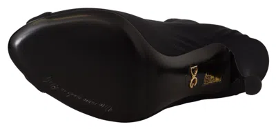 Dolce & Gabbana Black Stretch Short Ankle Boots Shoes In Black