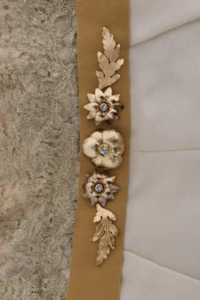 Dolce & Gabbana Gold Silk Crystal Embellished Dress In Gold