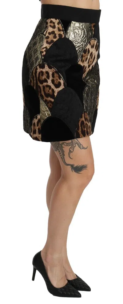 Dolce & Gabbana Multicolor Leopard Print High Waist Mini Skirt In Multicolor