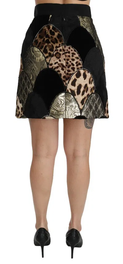 Dolce & Gabbana Multicolor Leopard Print High Waist Mini Skirt In Multicolor