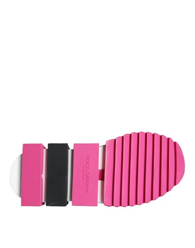 Dolce & Gabbana Pink Sorrento Crystals Low Top Sneakers Shoes In Pink