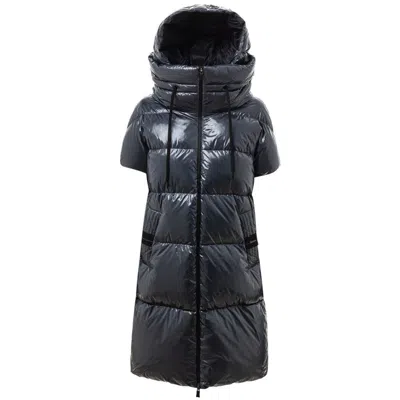 Herno Padded Long Down Jacket With Removable Sleeves  In Blue