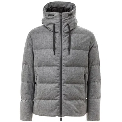 Herno Bomber Jacket In Cashmere, Silk And Ecoage In Gray