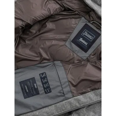 Herno Bomber Jacket In Cashmere, Silk And Ecoage In Gray