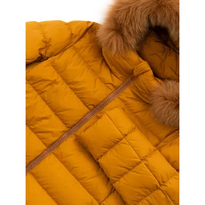 Herno Padded Jacket With Hood And Removable Fur  In Yellow