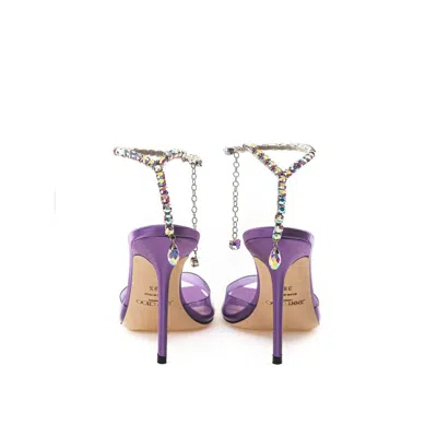 Jimmy Choo Purple Saeda 100 Crystal Chain Embellishment Heels In Purple