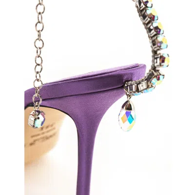 Jimmy Choo Purple Saeda 100 Crystal Chain Embellishment Heels In Purple