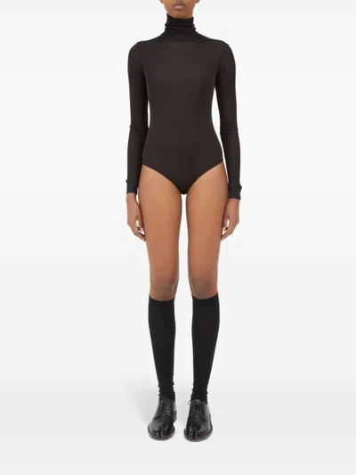 Maison Margiela Maison Martin Margiela Women Body Collo Alto Semitrasparente In Black