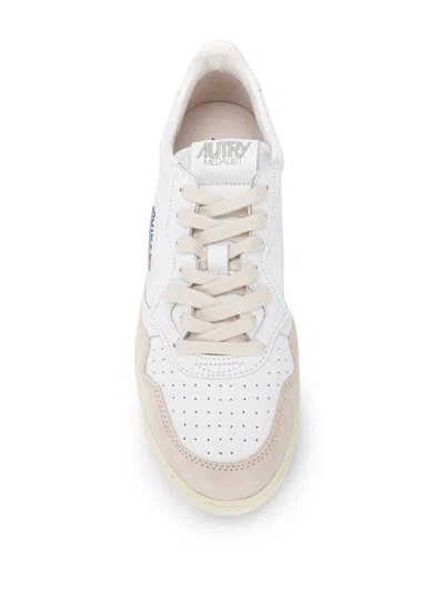 Autry 'medalist' Beige Low Top Sneakers With Beige Suede Details