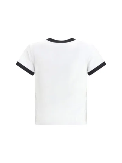 Ganni White Crewneck T-shirt With Logo Print On The Front