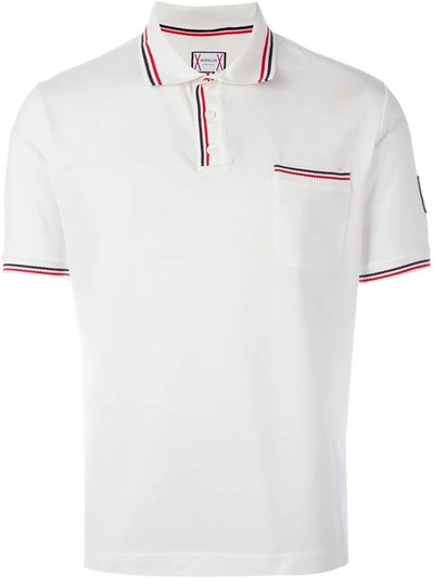 Moncler Polo Shirt With Striped Trim In White
