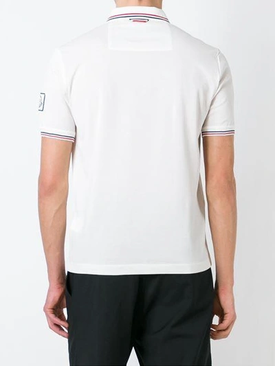 Shop Moncler Striped Trim Polo Shirt In White