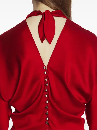 Lanvin Draped V-neck Dress In Red