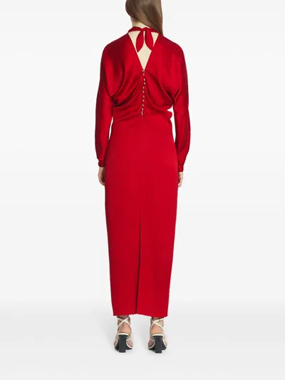 Lanvin Draped V-neck Dress In Red