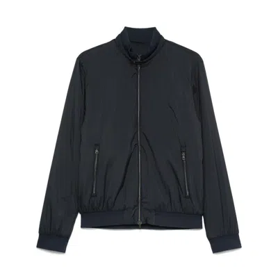 Herno Ecoage Band-collar Bomber Jacket In Blue