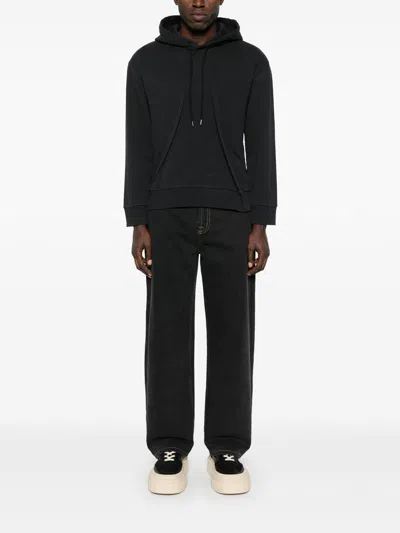 Mm6 Maison Margiela Felpa Con Cappuccio In Jersey Di Cotone Pieghettato