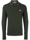 Moncler Long Sleeve Logo Polo Shirt In Green