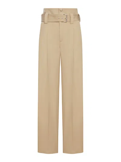 Bottega Veneta Gabardine Trousers With Belt In Brown