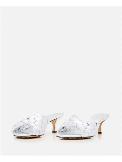 Bottega Veneta Silver Slip On Heels In Silver