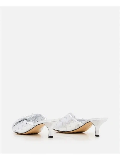 Bottega Veneta Silver Slip On Heels In Silver
