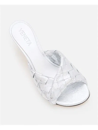 Bottega Veneta Silver Slip On Heels In Silver