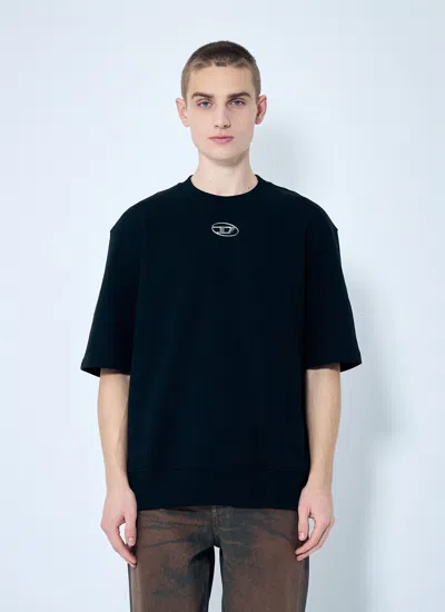 Diesel S-cooling Biologic Cotton Sweatshirt With Metal Oval-d Logo In Black