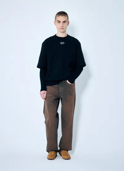 Diesel S-cooling Biologic Cotton Sweatshirt With Metal Oval-d Logo In Black