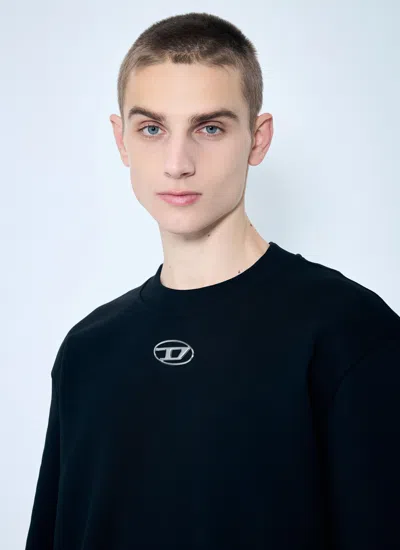 Diesel S-cooling Biologic Cotton Sweatshirt With Metal Oval-d Logo In Black