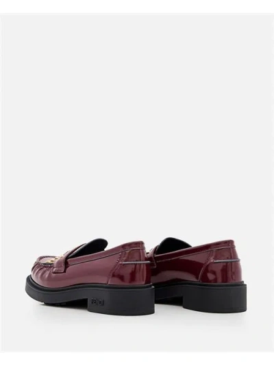 Fendi Leather Loafer With Studs In Brown