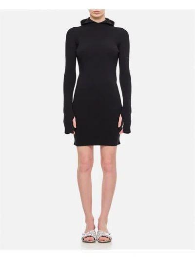 Fendi Women Wool Silk Ribs Mini Dress In Black