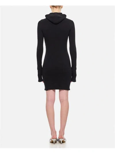 Fendi Women Wool Silk Ribs Mini Dress In Black